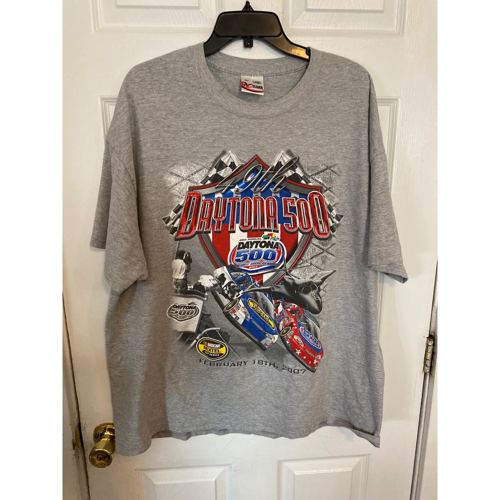 Chase Authentics 2007 Daytona 500 T-Shirt Mens 2XL Gray NASCAR Racing GraphicTee